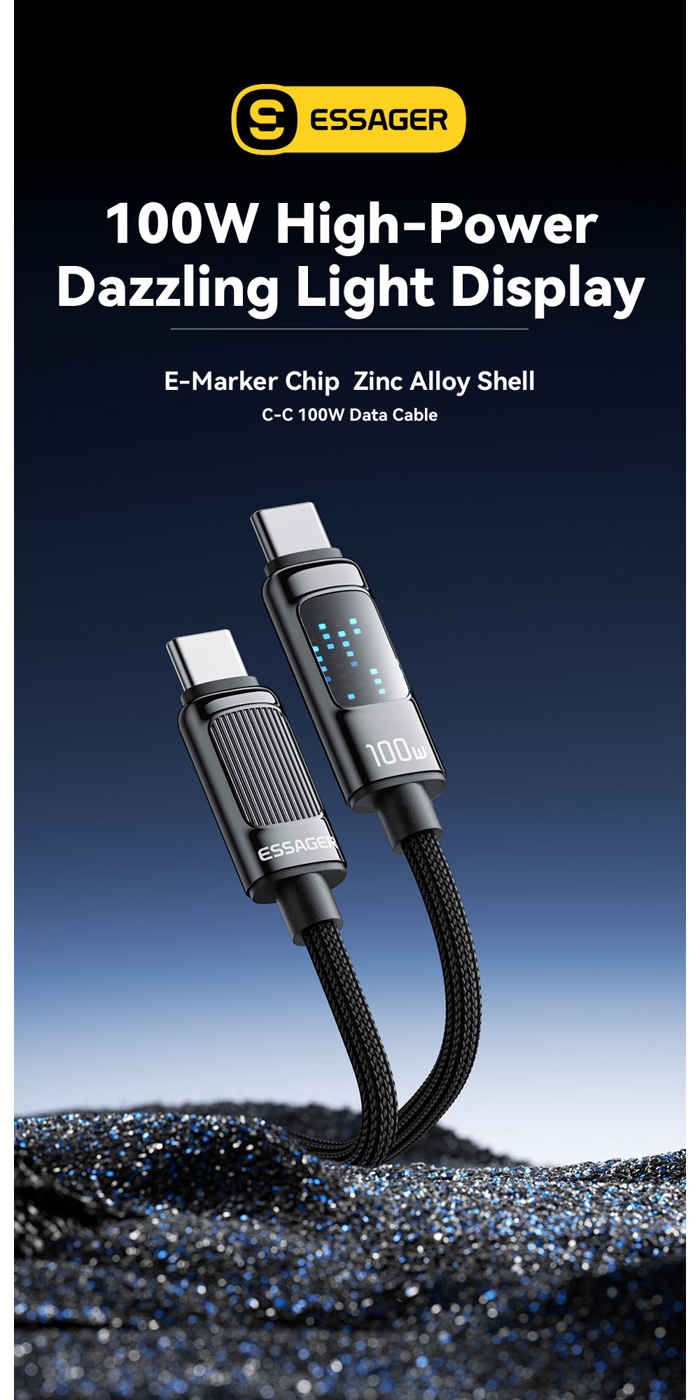 ESSAGER ES-X58 Series 100W PD Type C Cable USB C to USB C