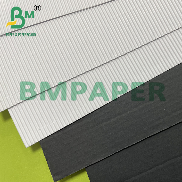20 x 28" Lightweight White Black Corrugated Cardboard F Flute Paper For Packaging