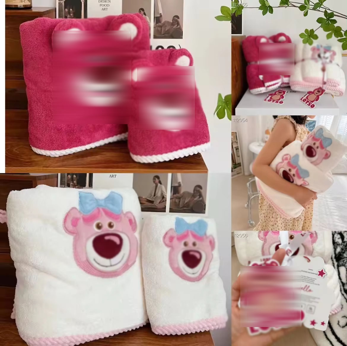 Super Strong Water Absorption Home Baby Bath Towel Set Coral Velvet Set with Cartoon Pattern