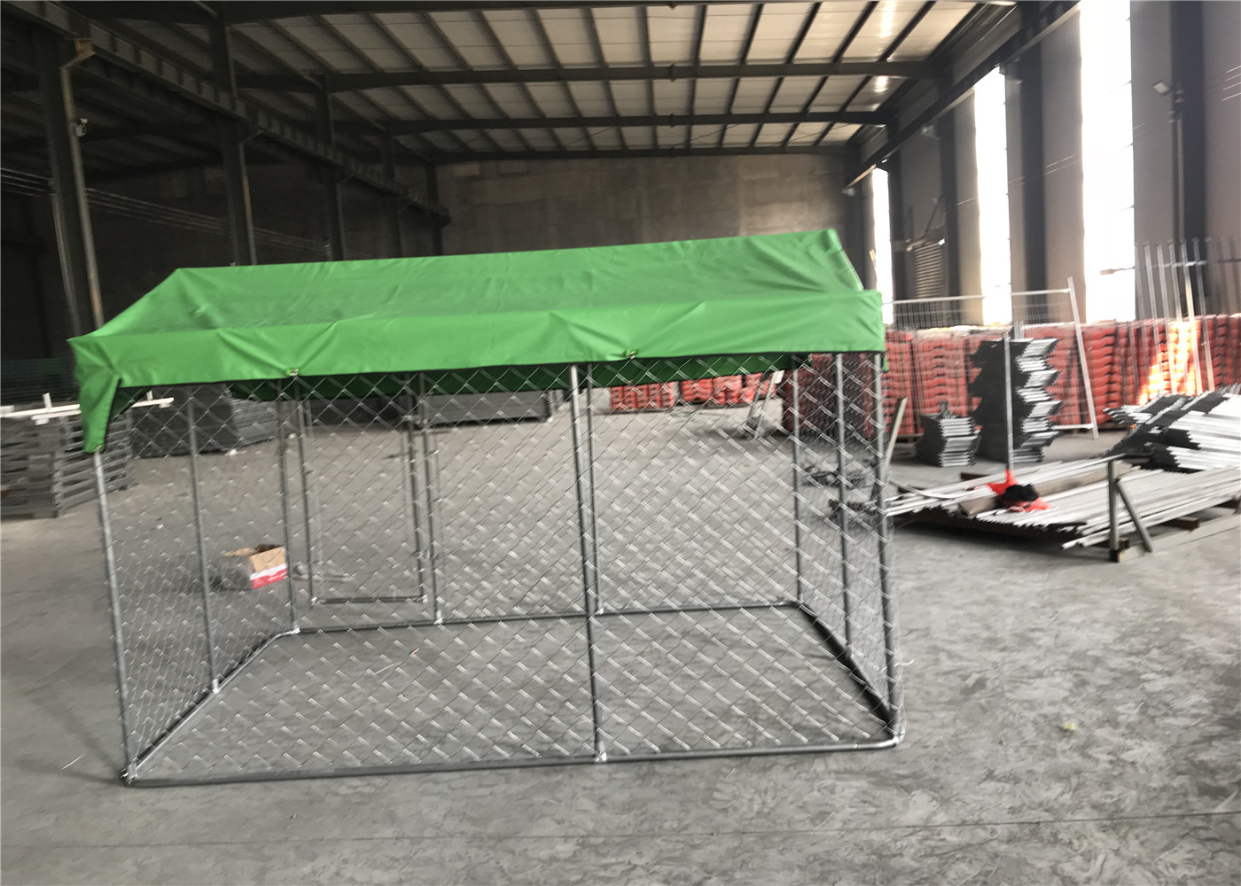 7.5ft x 7.5ft x 6ft chain mesh temporary dog kennel fence OD 32mm pipes galvanized steel temp dog fence