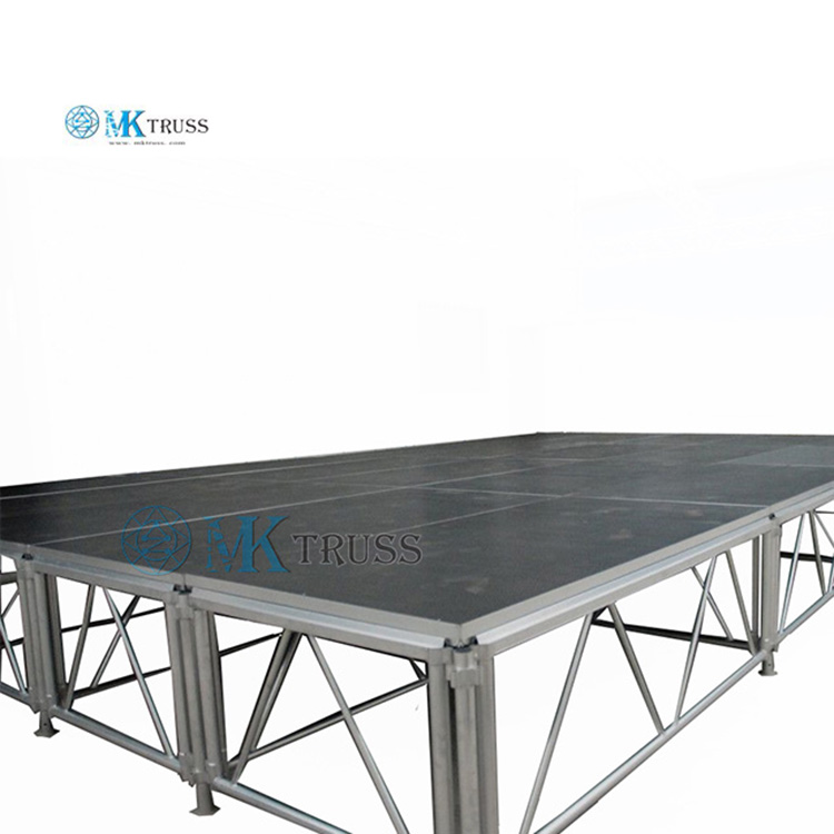 Silver Aluminum Stage for Foldable Concert Equipment and Portable Seating at Wedding