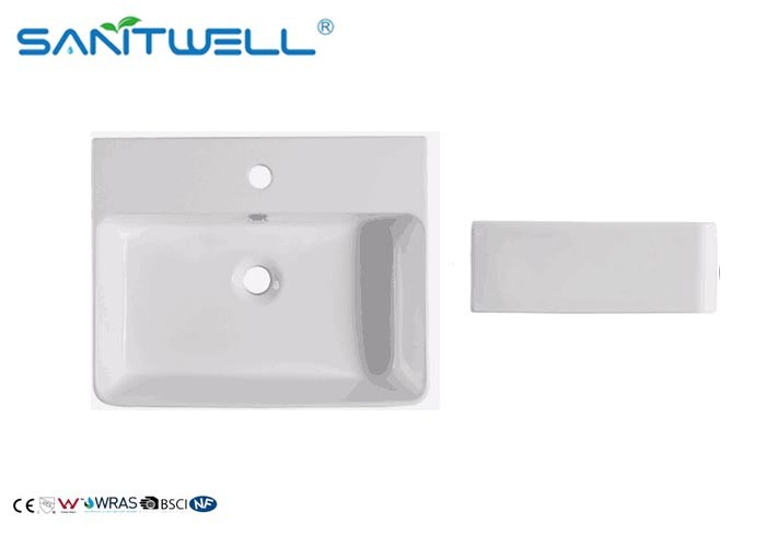 Luxury Style Ceramic Art Basin , Bathroom Countertop Basin With Rectangle Shape