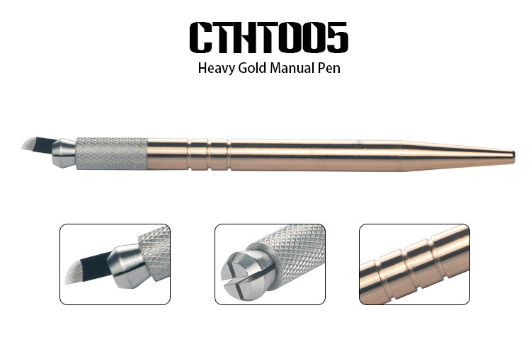 3D Heavy Golden Permanent Make Up Manual Pen / Manual Eyebrow Tattoo Pen