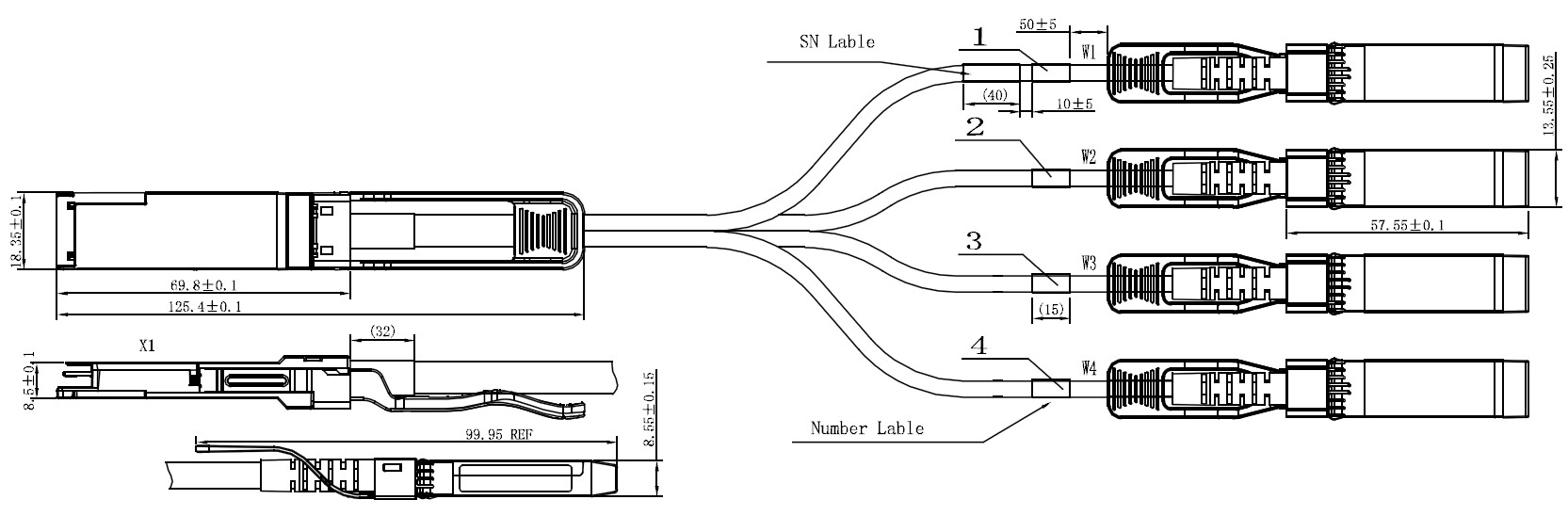 40G QSFP to 4xSFP+ Passive Direct Attach Copper (DAC) Twinax Cables 0.5m-3m for data center