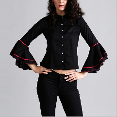 Fashion bowknot polka dot long sleeve women tops