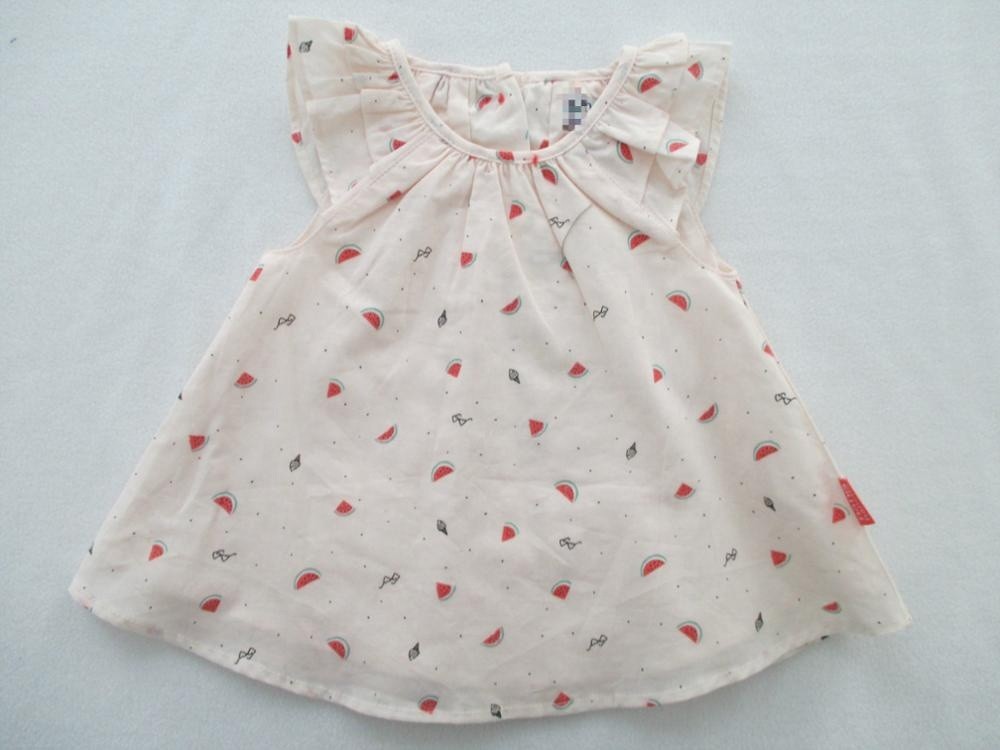 Short Baby Girl Two Piece Sets Cotton Woven Voile All Over Print