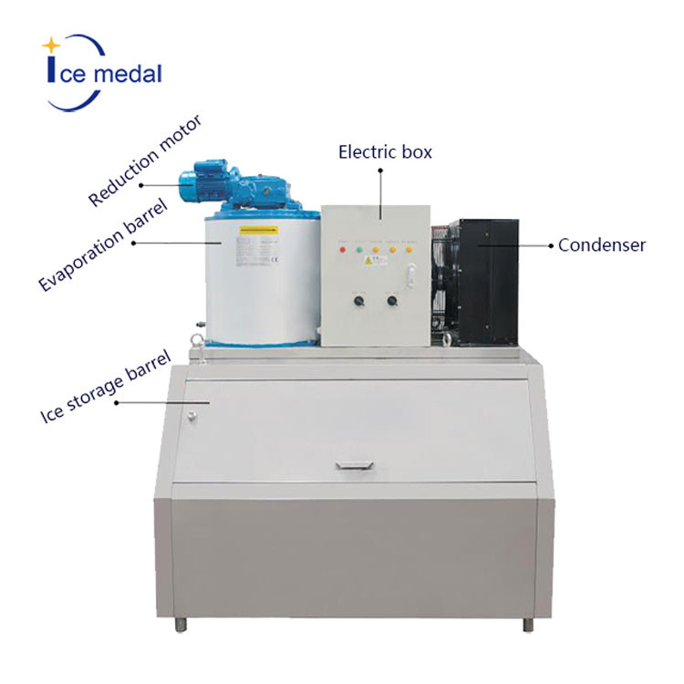 1500 KG Commercial Flake Ice Machine Maker For Fishing 33.8 KW
