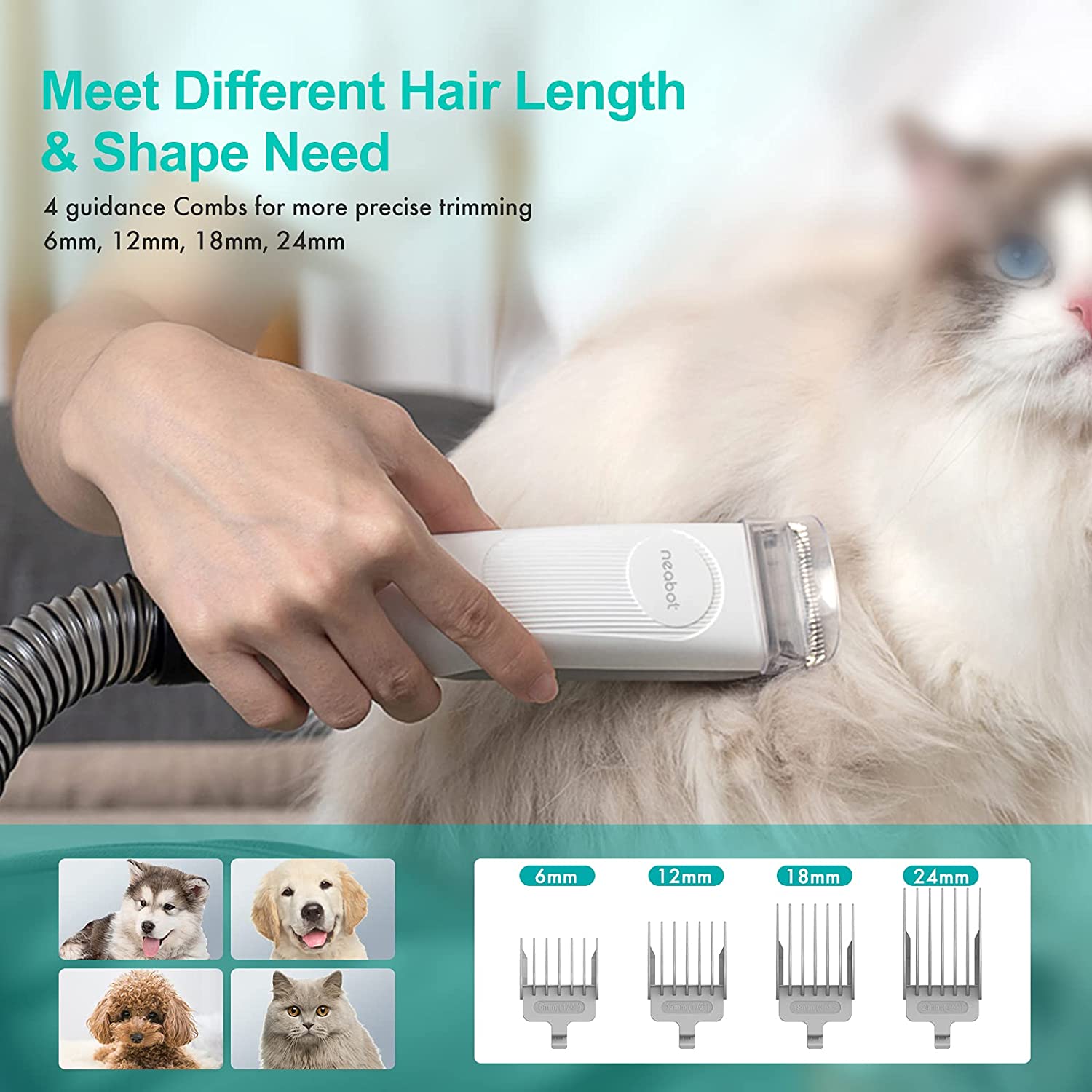 Pet Vacuum Cleaner With 5 In 1 Pet Grooming Kit And Vacuum Suction