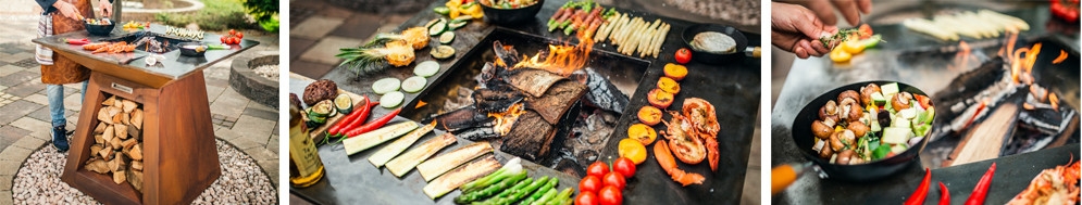 Factory Customize Corten Steel Cooktop Grill Fire Pit Outdoor Patio Steel BBQ Grill Table Corten Steel Fire Pit BBQ