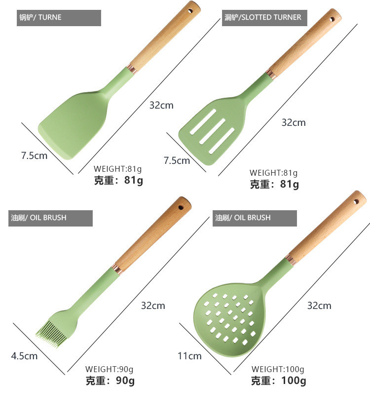 13 Pcs Silicone Cooking Utensils Kitchen Utensil Set Kitchen Gadgets & Kitchen Tool Turner Tongs, Spatula, Spoon, Brush