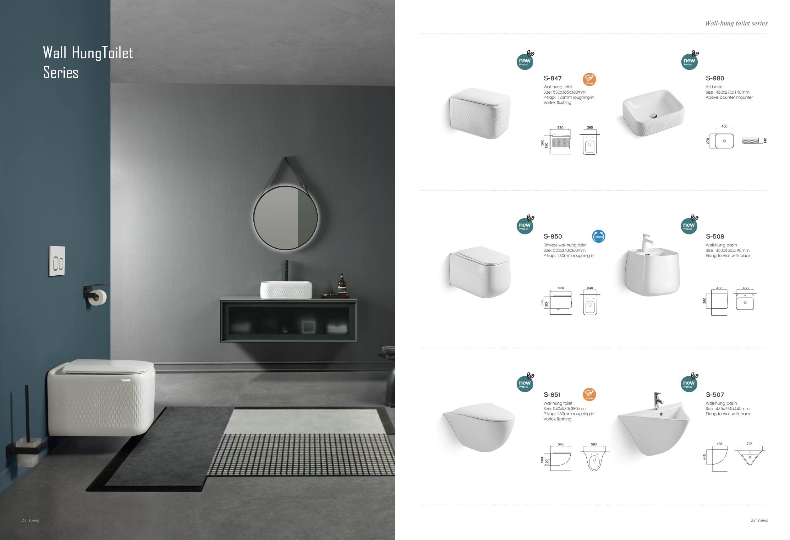 Solid Surface Ceramic Wall Hung Basin Bathroom Funiture Antibacterial