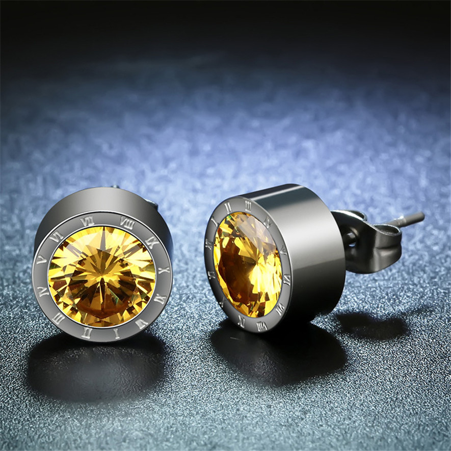 Multi Color Crystal Earrings For Women Fashion Jewelry 2018 Latest Stainless Steel Stud Earrings