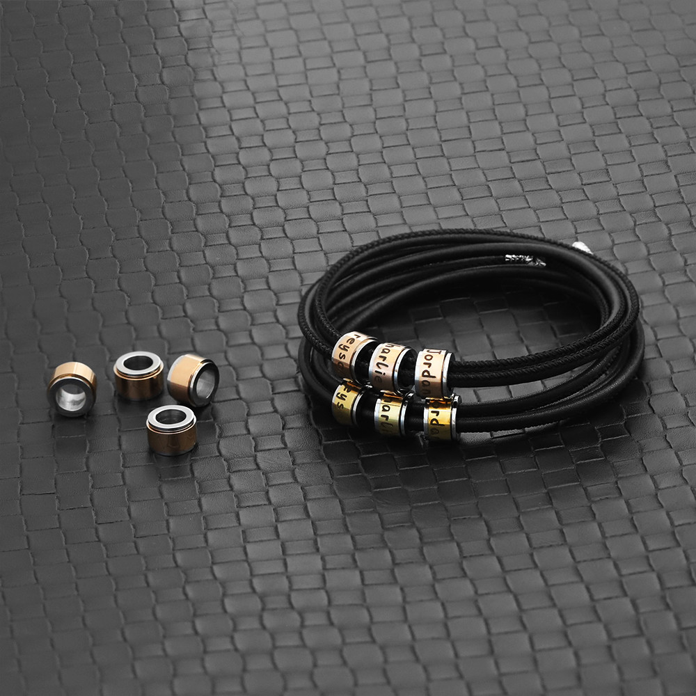 75MM 304 Stainless Steel Leather Mens Engraved Bracelets