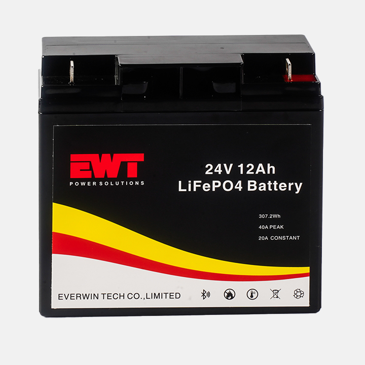 24V 12AH VRLA Lifepo4 Battery Deep Cycle Lithium Iron Phosphate Battery Max discharge current 10A Continuous The charging ratio 0.2C