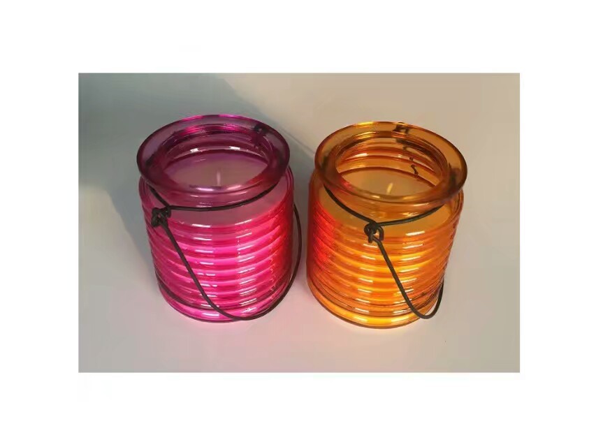 Home decor soy lantern candle with vanilla fragrance and color glass container