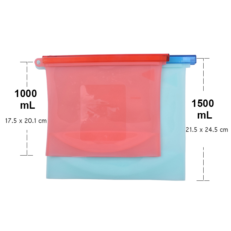 1.5L Sandwich Preservation Silicone Food Pouches Reusable Food Storage Bags