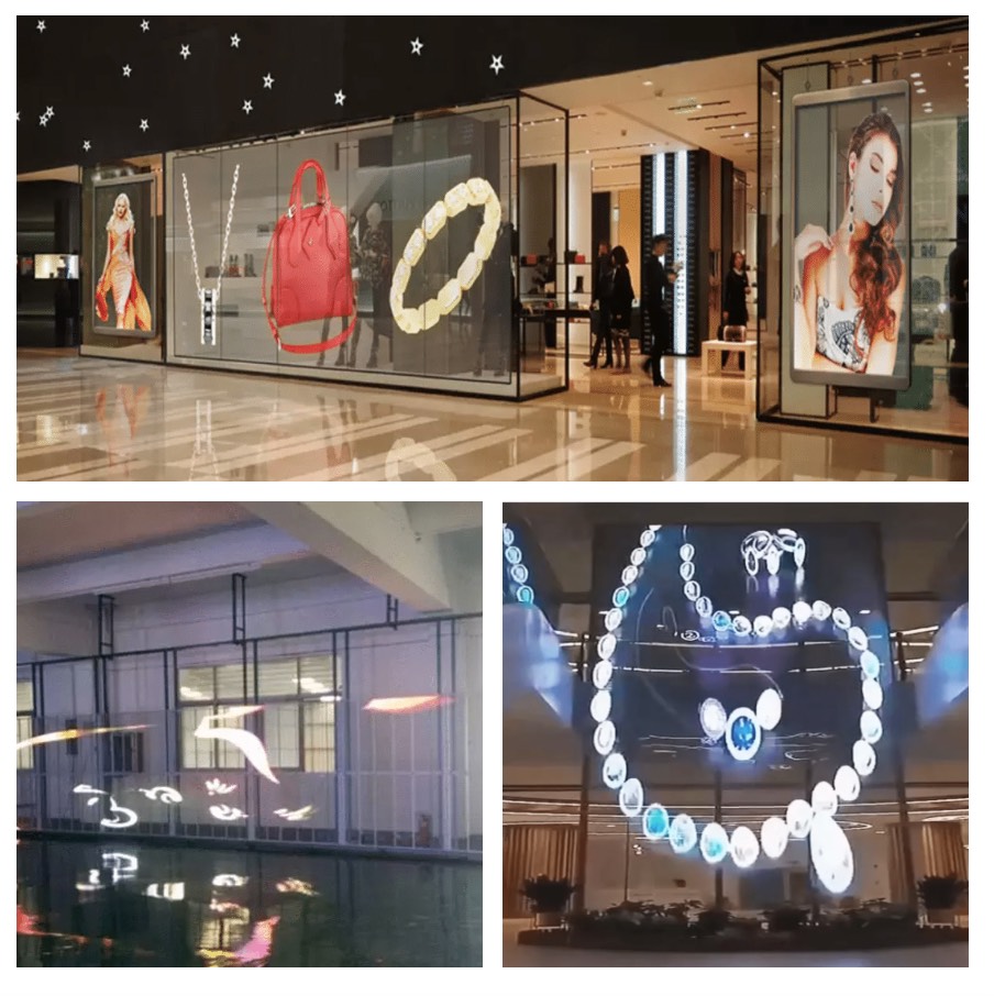 glass window led facade mesh display