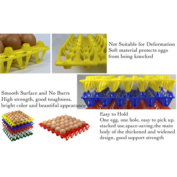 Reusable Plastic Egg Tray Egg Crates 30-Egg Flats For Home Chicken Farmers, Stackable Egg Cartons Hold Multiple Eggs, Great For Storing, Sorting, And