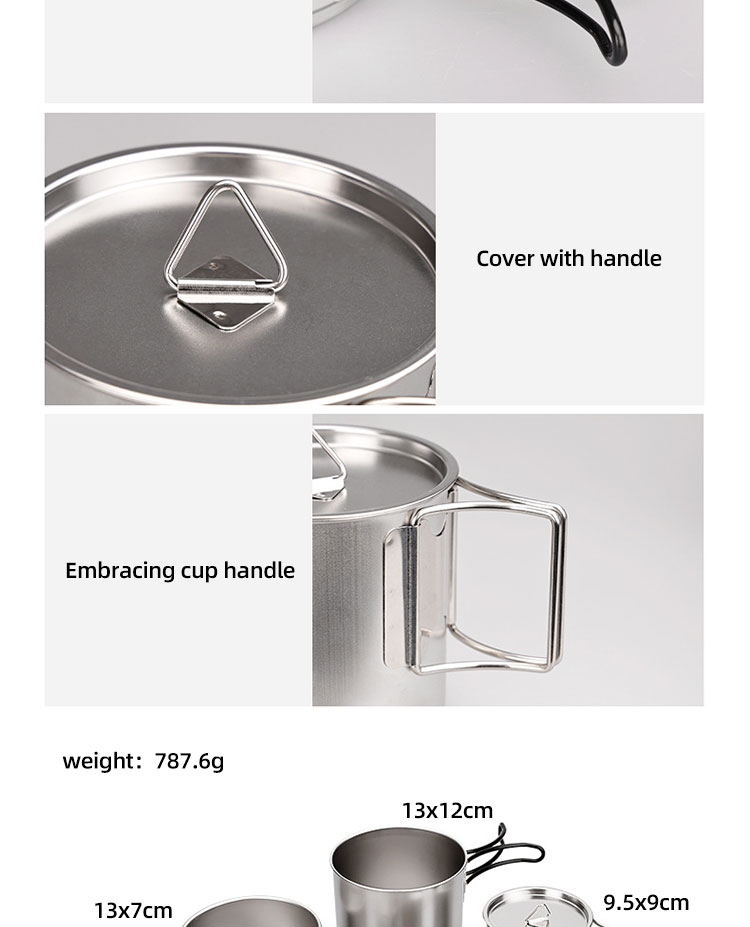 New Arrival 7 Pcs 304 Stainless Steel Camping Cookware Set Multi-person Soup Pot Set Outdoor Cooking Pot Set For Hiking