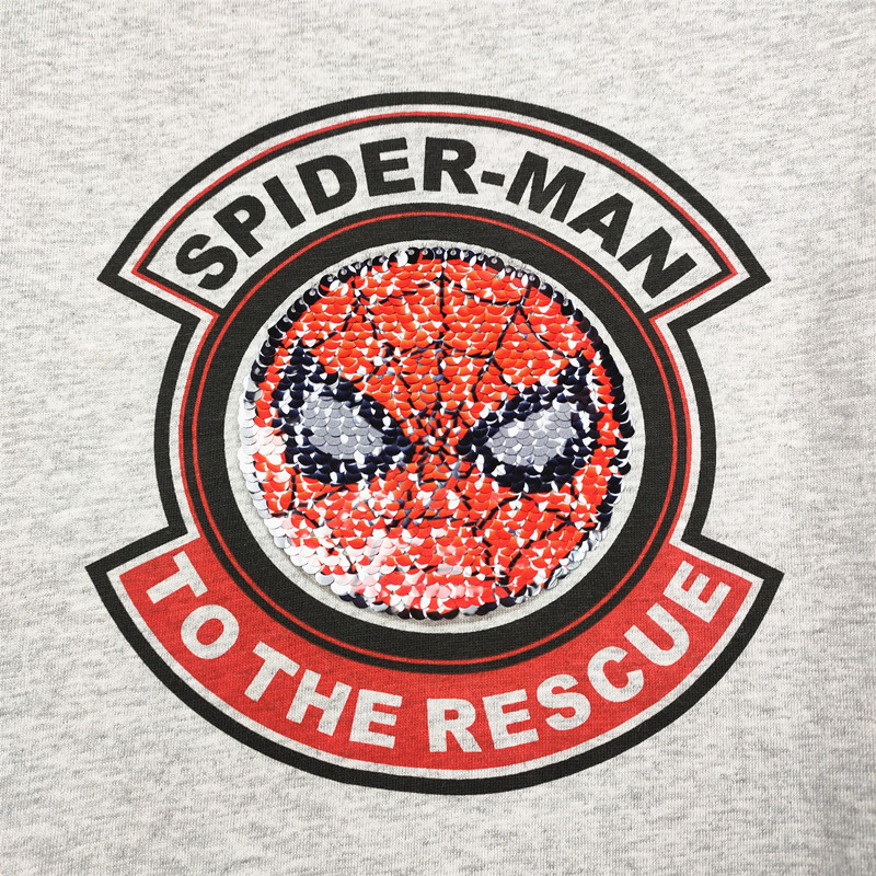 Sequin Glitter Spider-Man Print Kids T-Shirt Short Sleeve O-Neck Casual Children's Tee