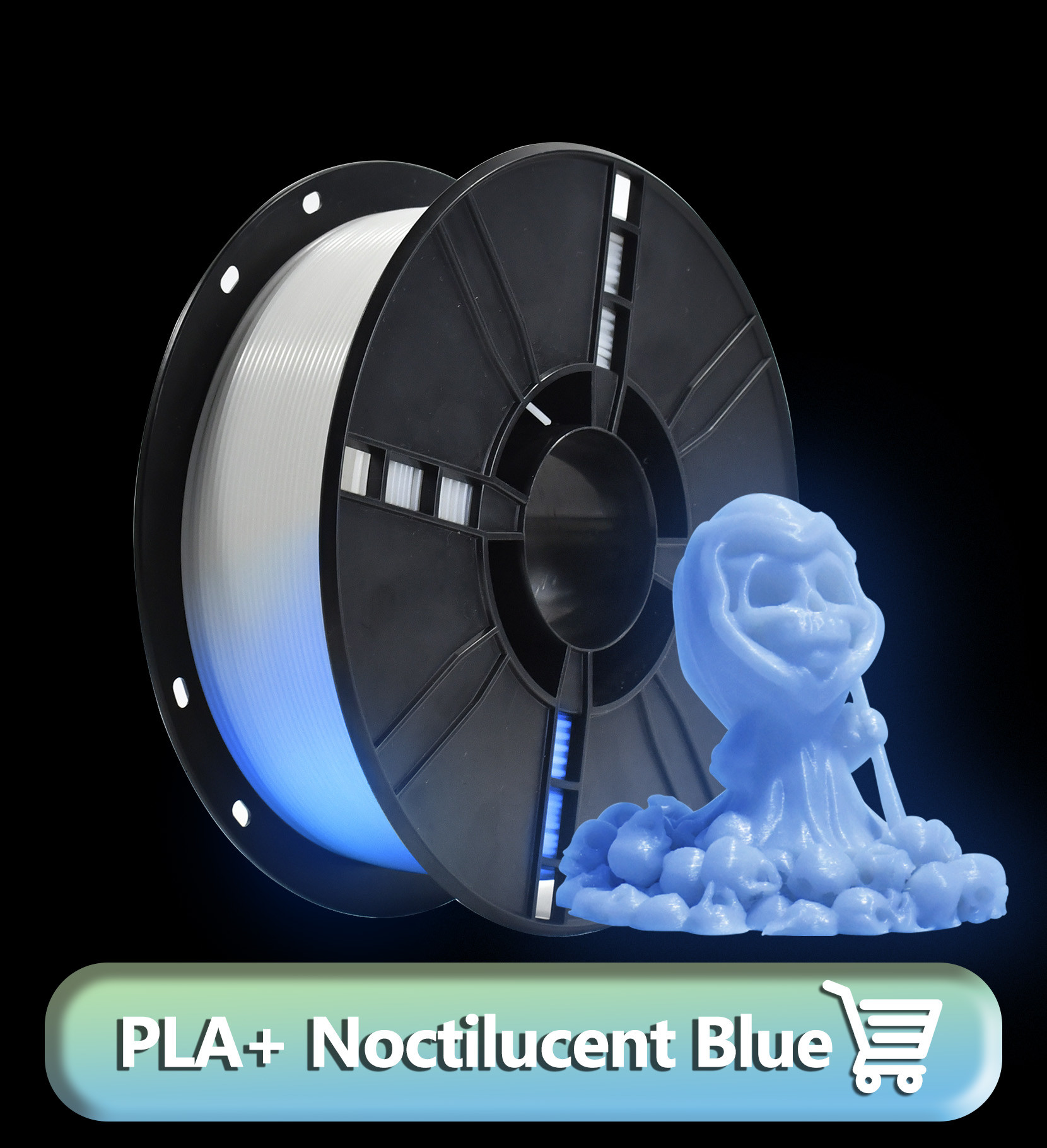 3D Printed PLA Glow Filament With High Strength Toughness 1.75mm Blue PLA Filament