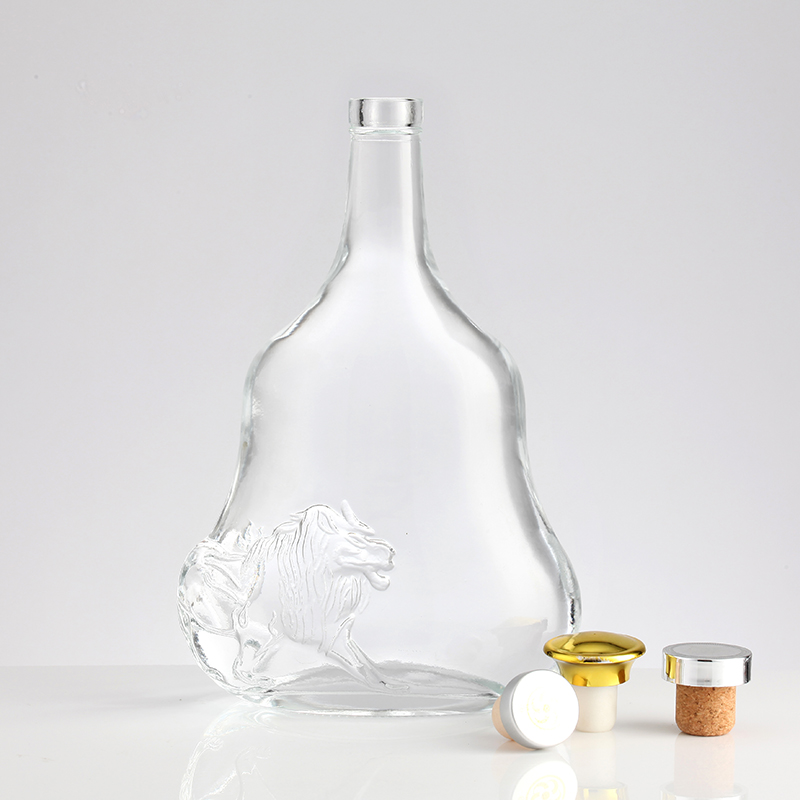 Collar Material Glass 500ml 1000ml Clear Tabular Glass Bottle for Vodka Brandy Whiskey