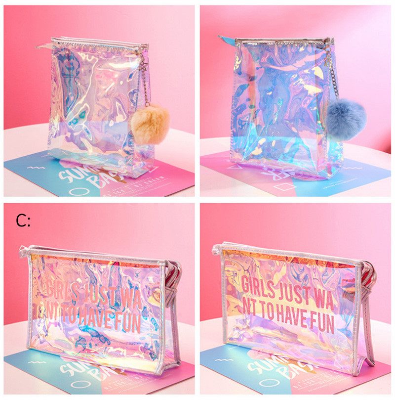 Laser Clear PVC Custom Logo Transparent Toiletry Wash Bag