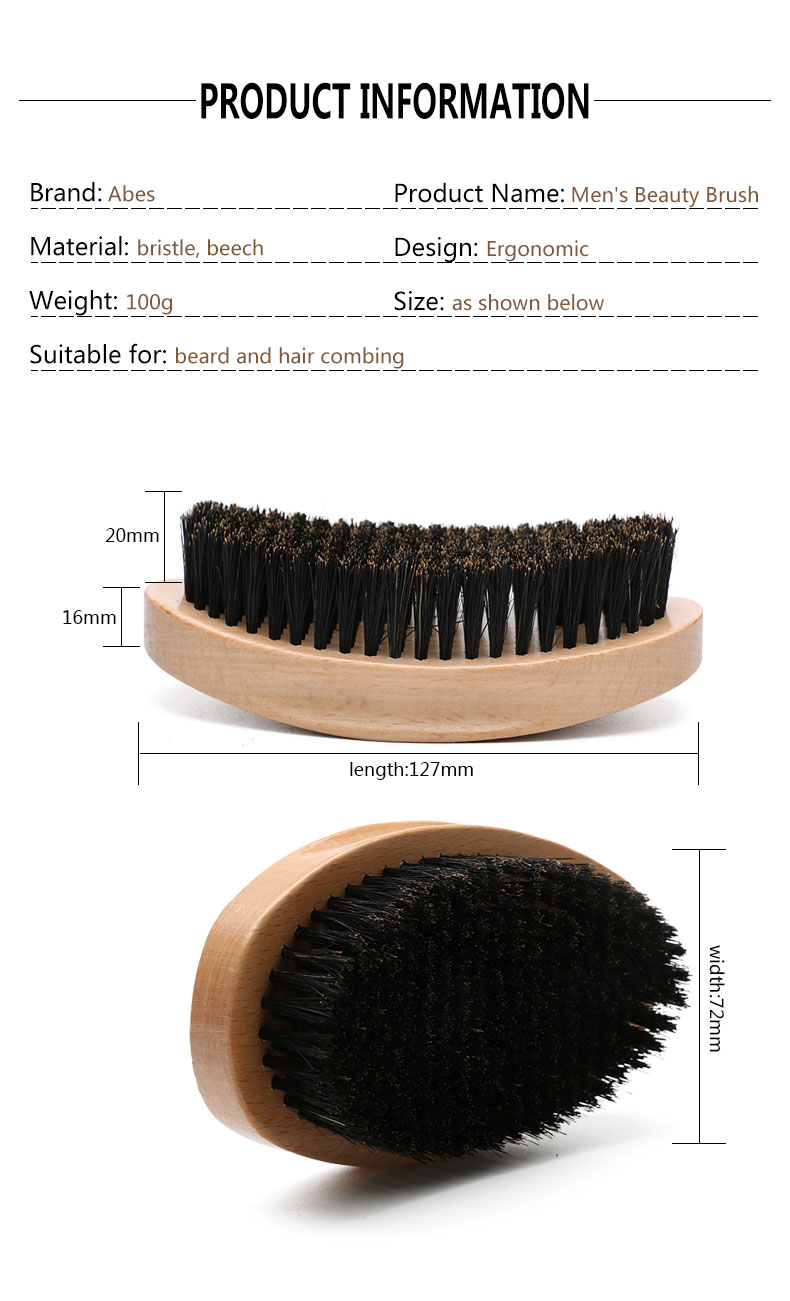 Custom Logo Wooden 360 Wave Brush Medium Soft Hard Textures Curved Brush