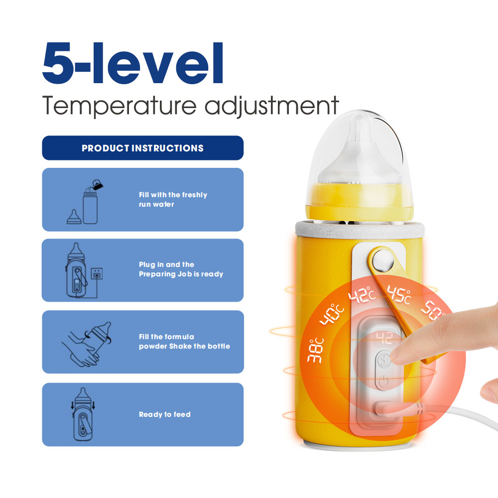 PU Leather 12V 18W Baby Bottle Warmer With LCD Display 8oz