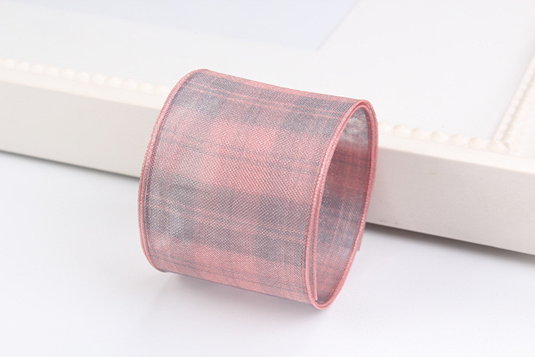 6mm-38mm Plaid Polyester Organza Ribbon for Flower Chocolate Gift Packing