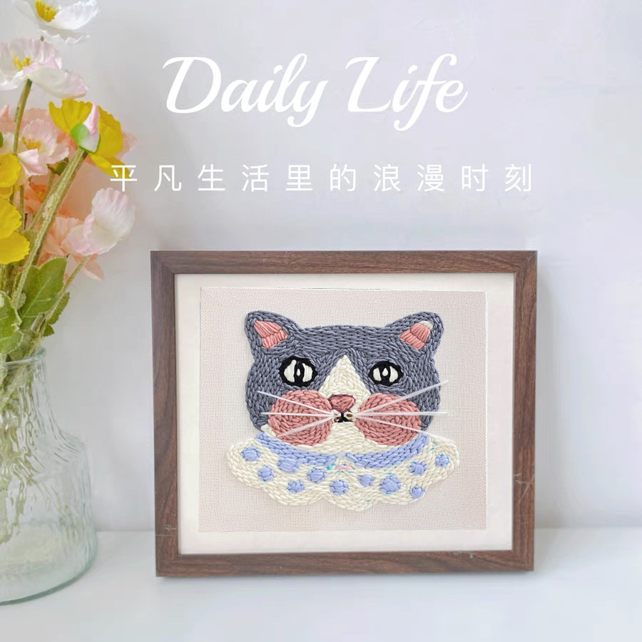 Kitten Poke Embroidery Starter Set Needle Tool Threading Machine Fabric