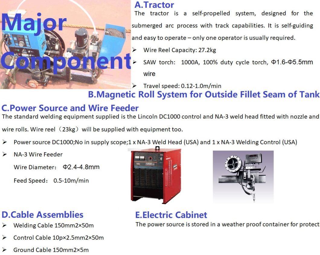 Automatic Butt Fillet Tractor Welding Machine for Tank Base Plate