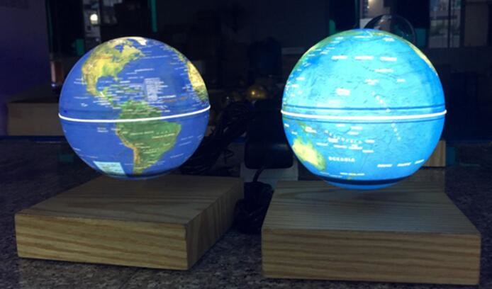 wooden base magnetic floating pop globe 8 inch ball lighting