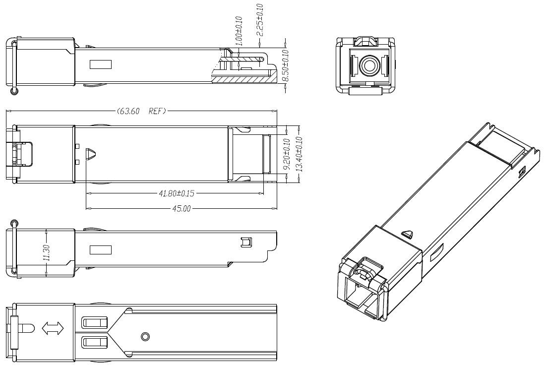 ONU ONT Class B+ GPON SFP Transceiver TX1.244G/RX2.488G 1310nm TX 1490nm RX SC UPC 20km DDM