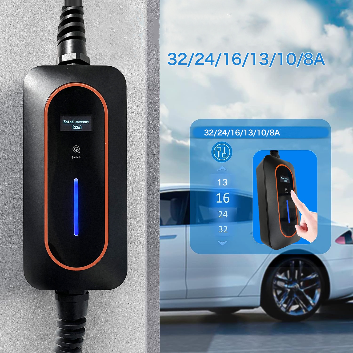 3kw 7kw 9kw Type 1 EV Charger 230V Smart Portable Electric Vehicle Charging Station
