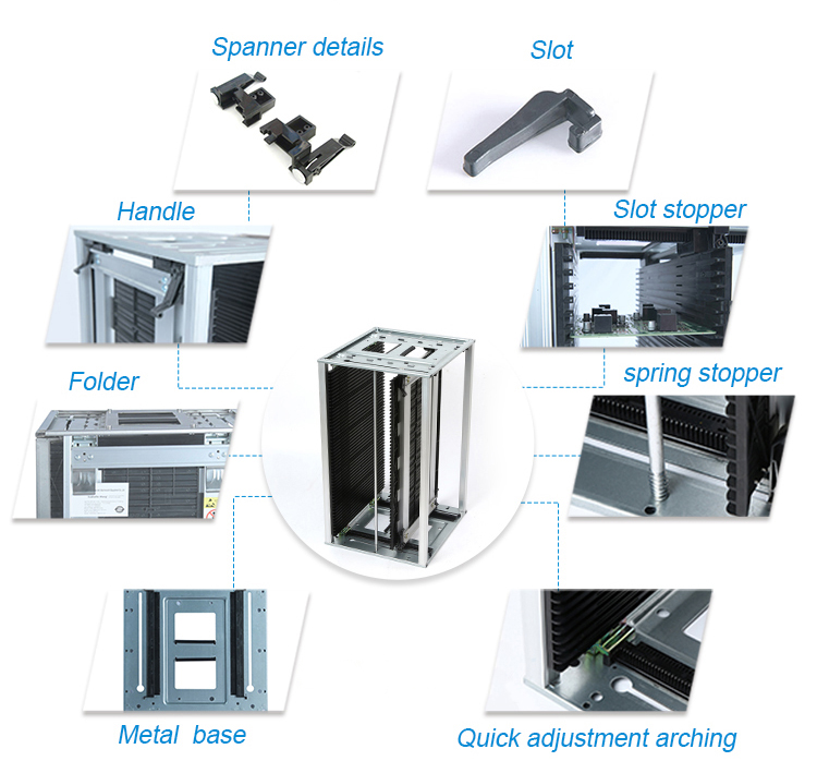 Static Dissipative 80 Degree 563mm Height SMT Magazine Rack