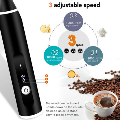 USB Rechargeable Immersion Blender Mini Frother For Cappuccino Latte Coffee Egg