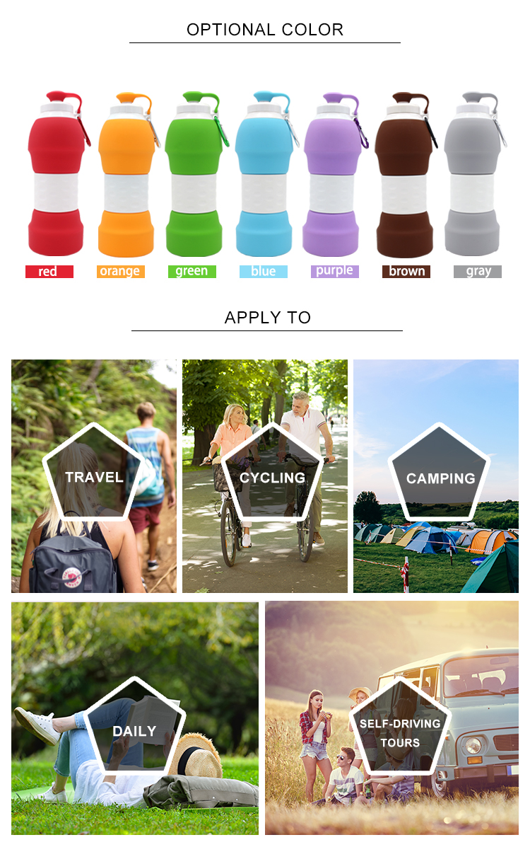 Eco Friendly 580ML Unique Squeeze Silicone Sports Bottle