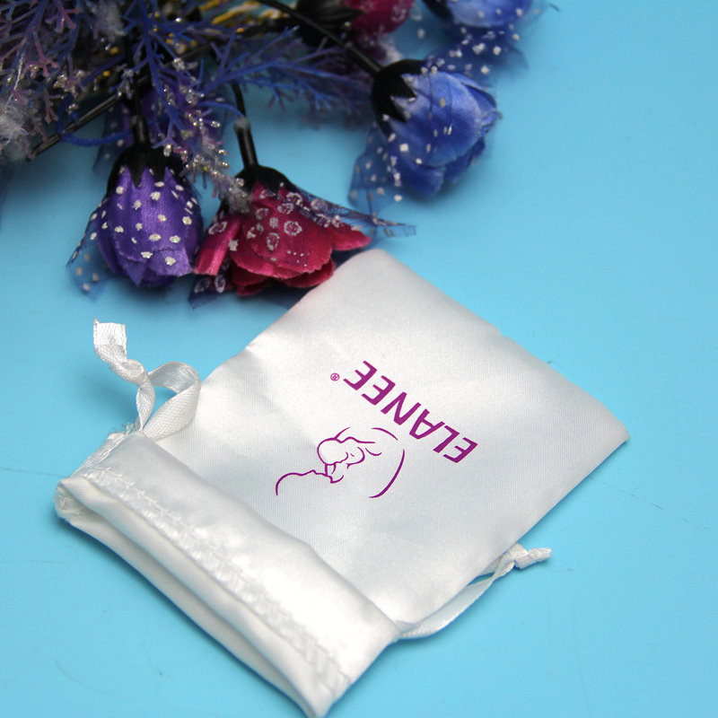 Custom Satin Drawstring Bags , Drawstring Silk Jewelry Pouches For Hair Packing