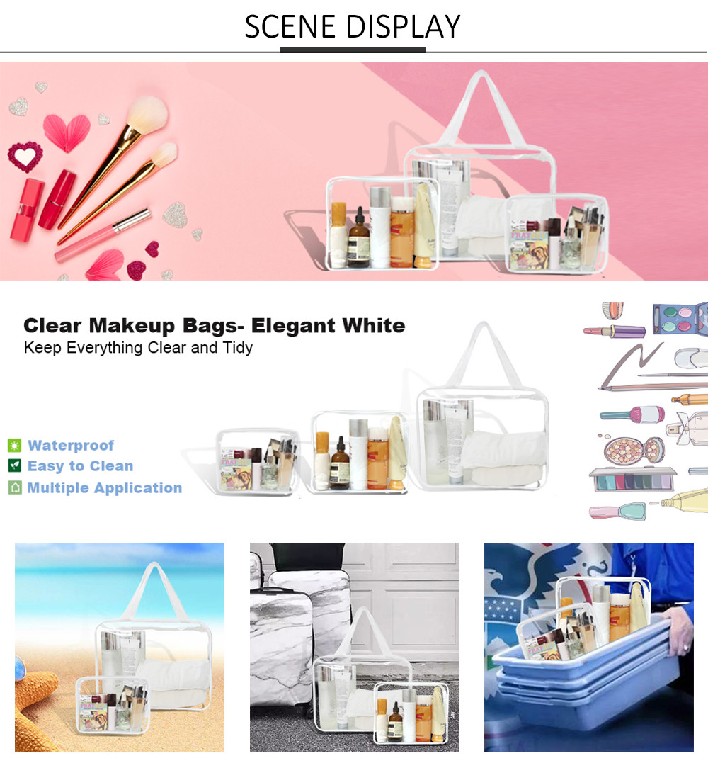 29*9.5*23cm Transparent PVC Travel Shower Wash Bag