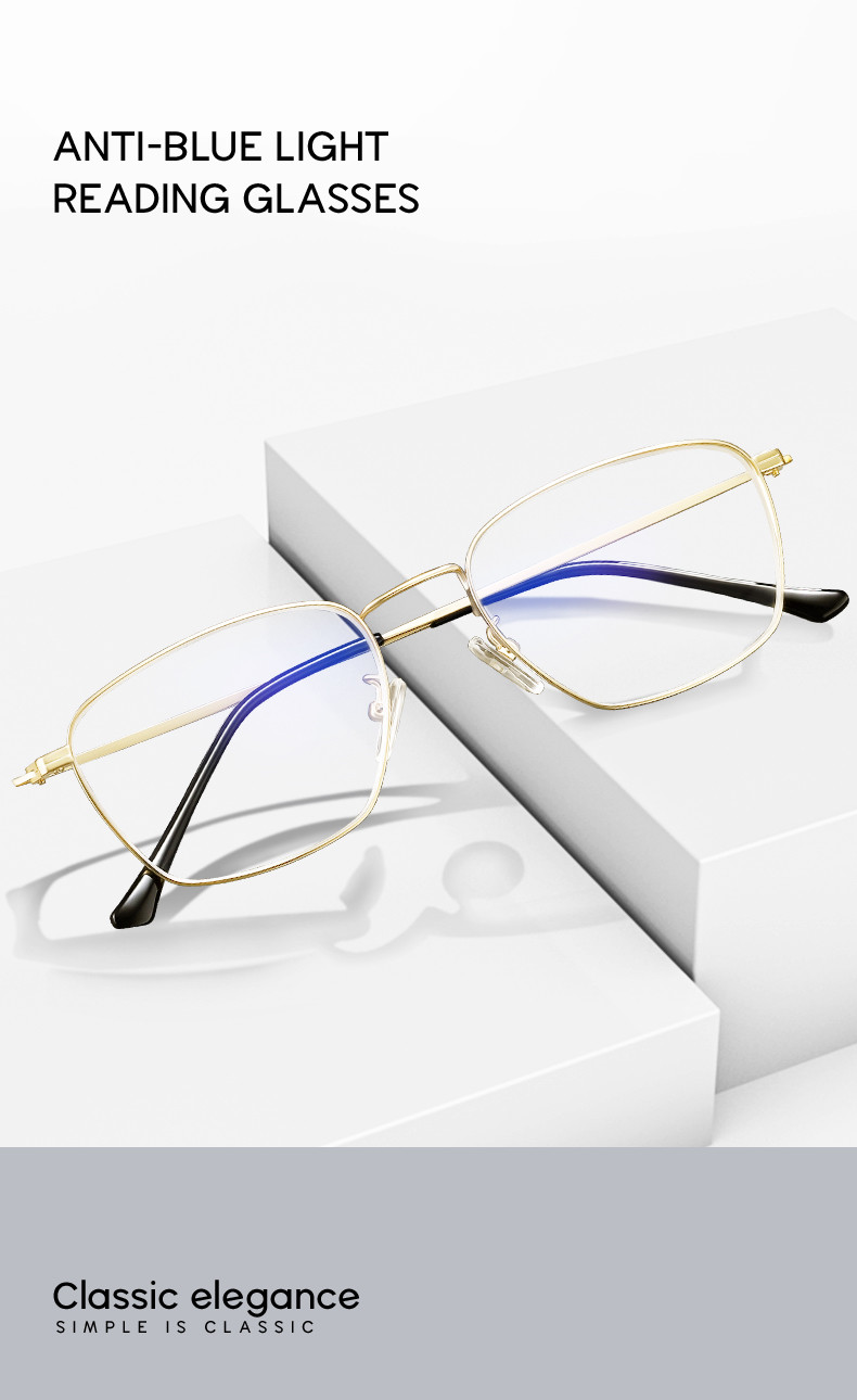 Metal Stainless Steel 140MM Men'S Reading Eyeglasses BSCI Designer Reading Glasses With Pouch