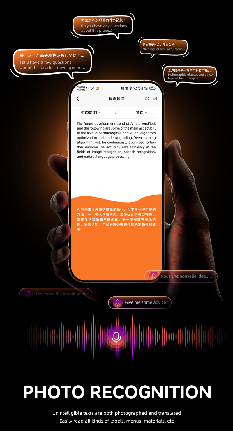 Smart AI Phone Assistant Language Translators Device Two Way Online Offline