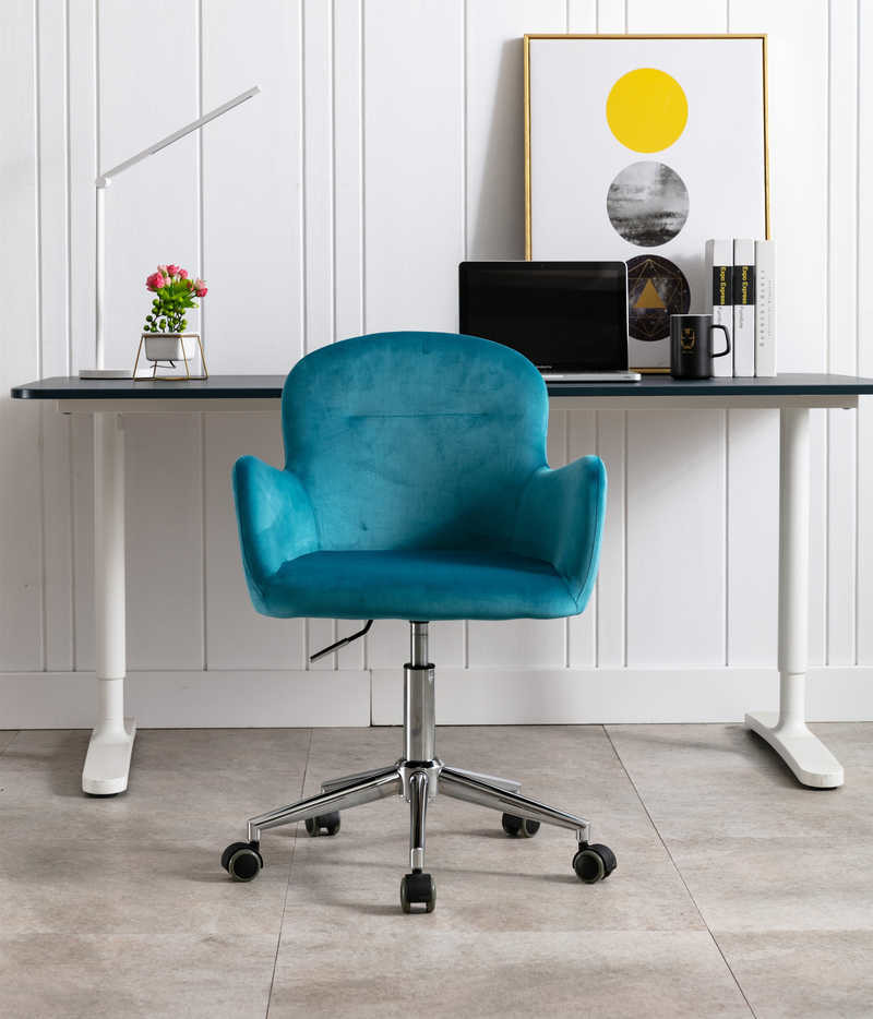 Blue Tomile Spinny Office Chair Velvet Swivel Desk Chair High End