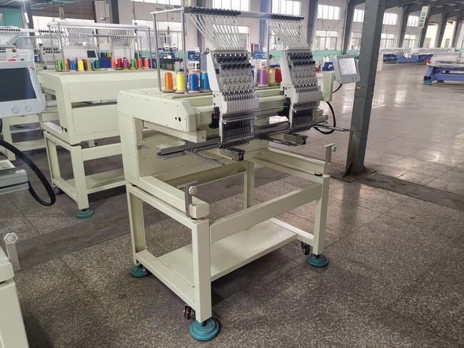 Maximum Speed 1200 Rpm 2 Head Embroidery Machine For Flat + Cap + T - Shirt