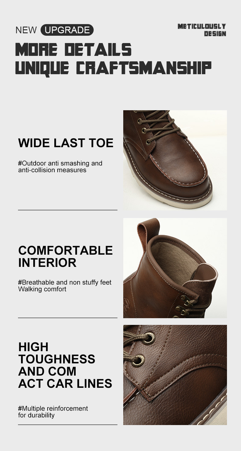 Kevlar Midsole Rubber Work Shoes In Brown Cowhide For Superior Safety Features