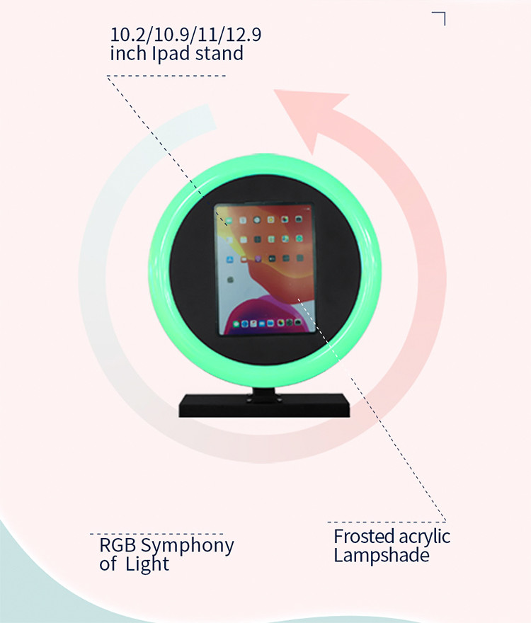 Colorful LCD Light Ipad Photo Booth Social Selfie Booth Live Stream Youtube Tiktok Video Shooting