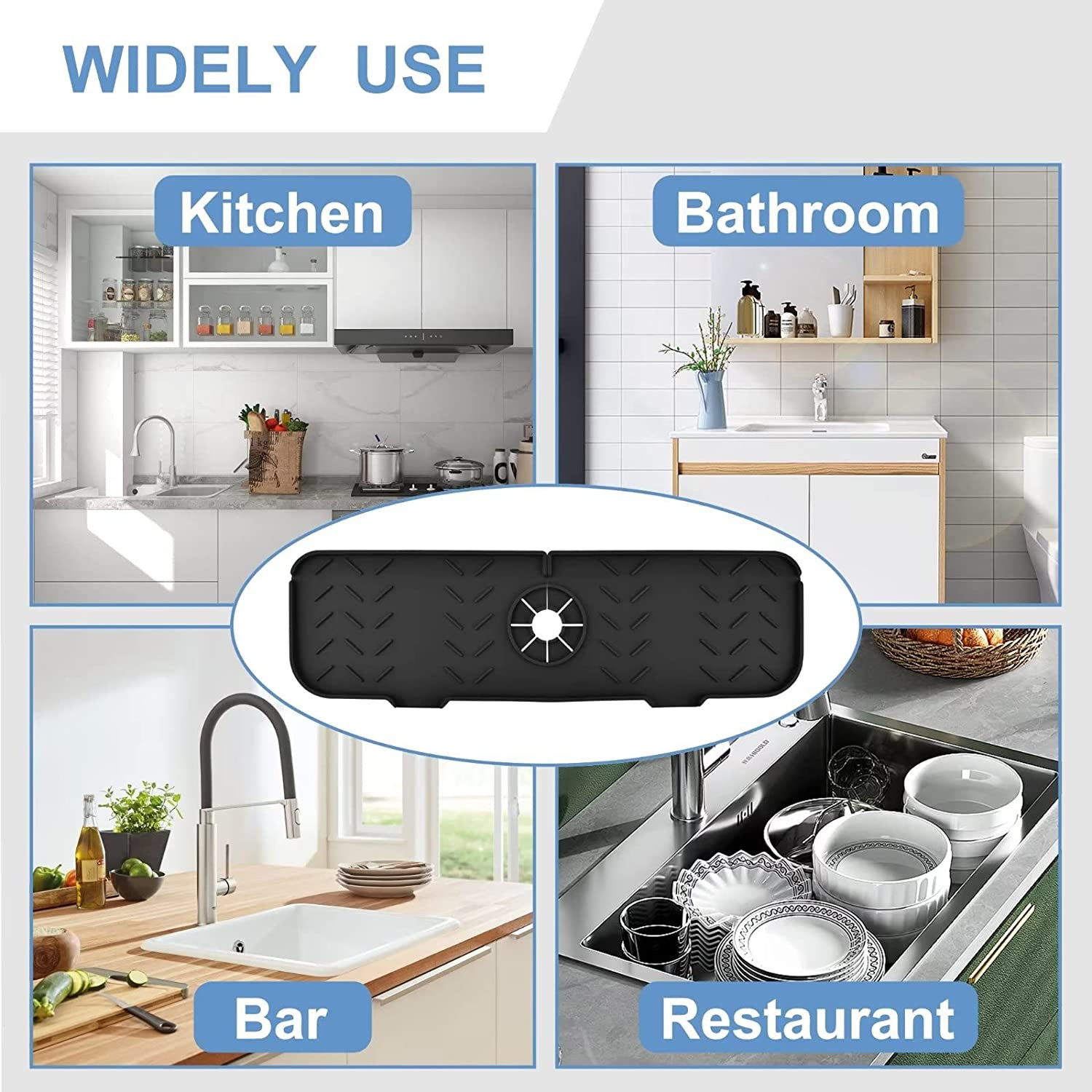 30 Inch Nontoxic Silicone Kitchen Guard , Restaurant Faucet Splash Guard Mat