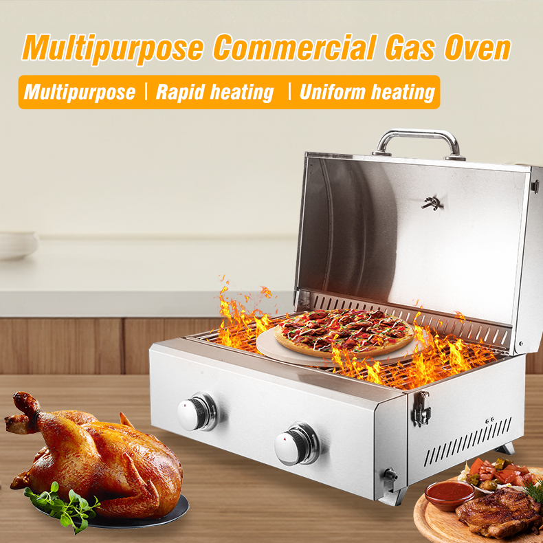 600*460*300mm Commercial Gas Pizza Oven with Multi Functions and Portable Design