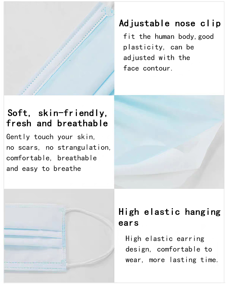 Earloop Style Disposable Non Woven Face Mask Breathable 3 Ply Fabric Durable