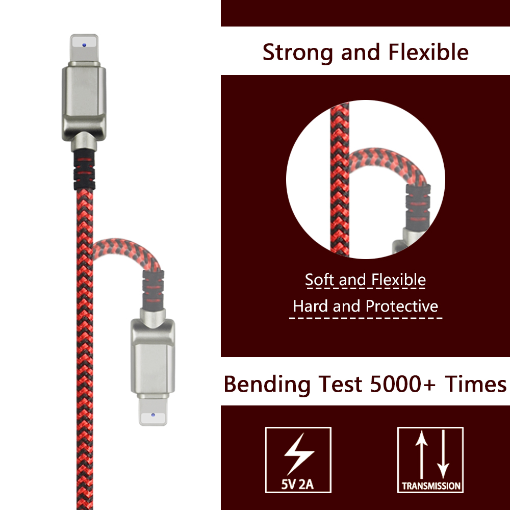 Super Long Fast Charging USB Cable For 5S Mobile Phone 2.1A Nylon Braided